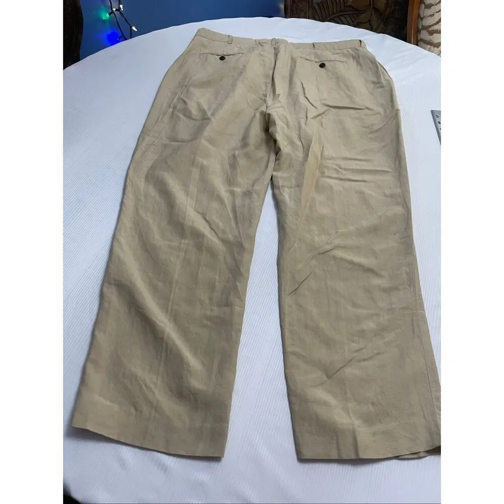 Polo By Ralph Lauren Men’s Vintage Linen Flat Front Pants Size 40 X 30